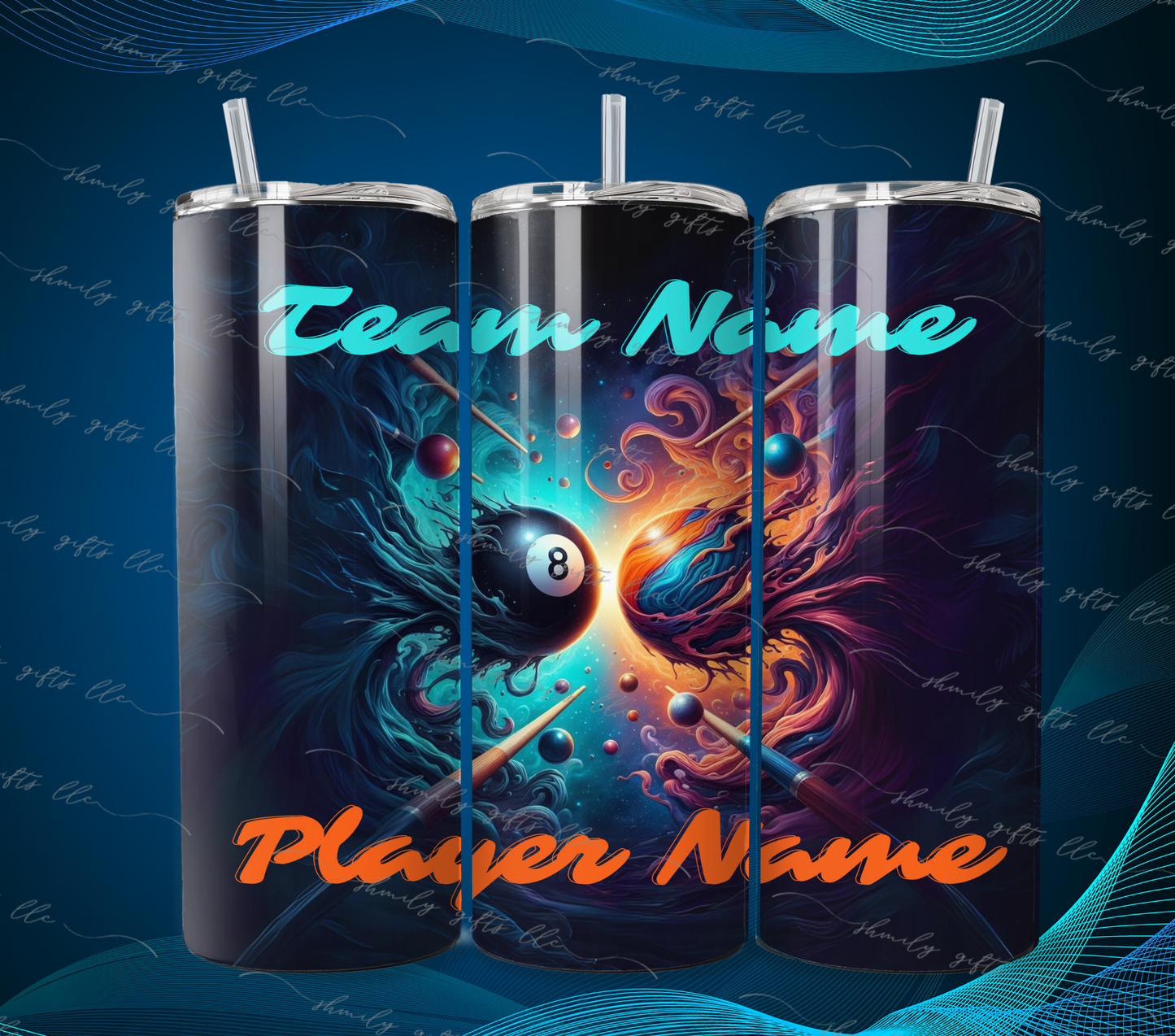 Tumbler - 8 ball Colliding - Team Name/Player Name