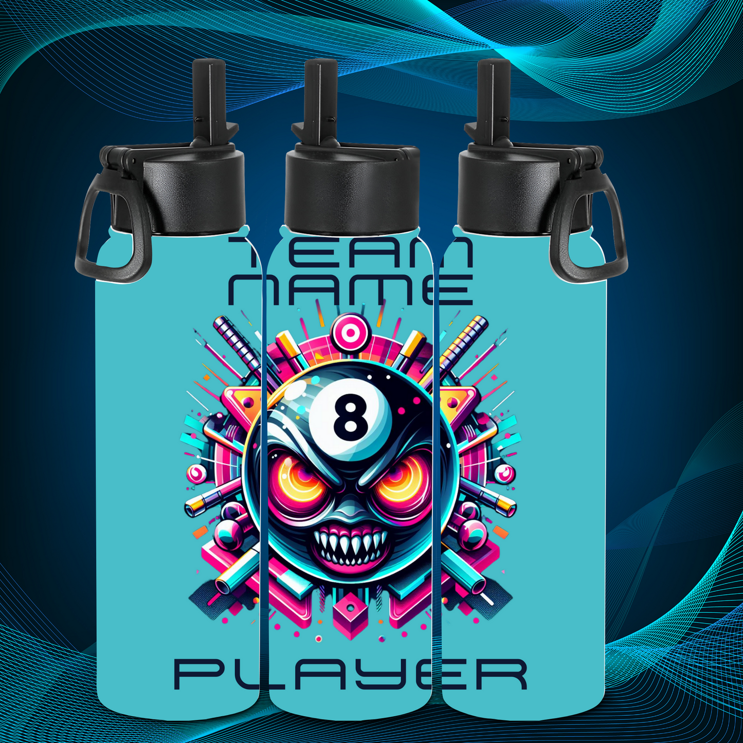 Tumbler - 8 Ball Intense - Aqua - Team Name/Player Name