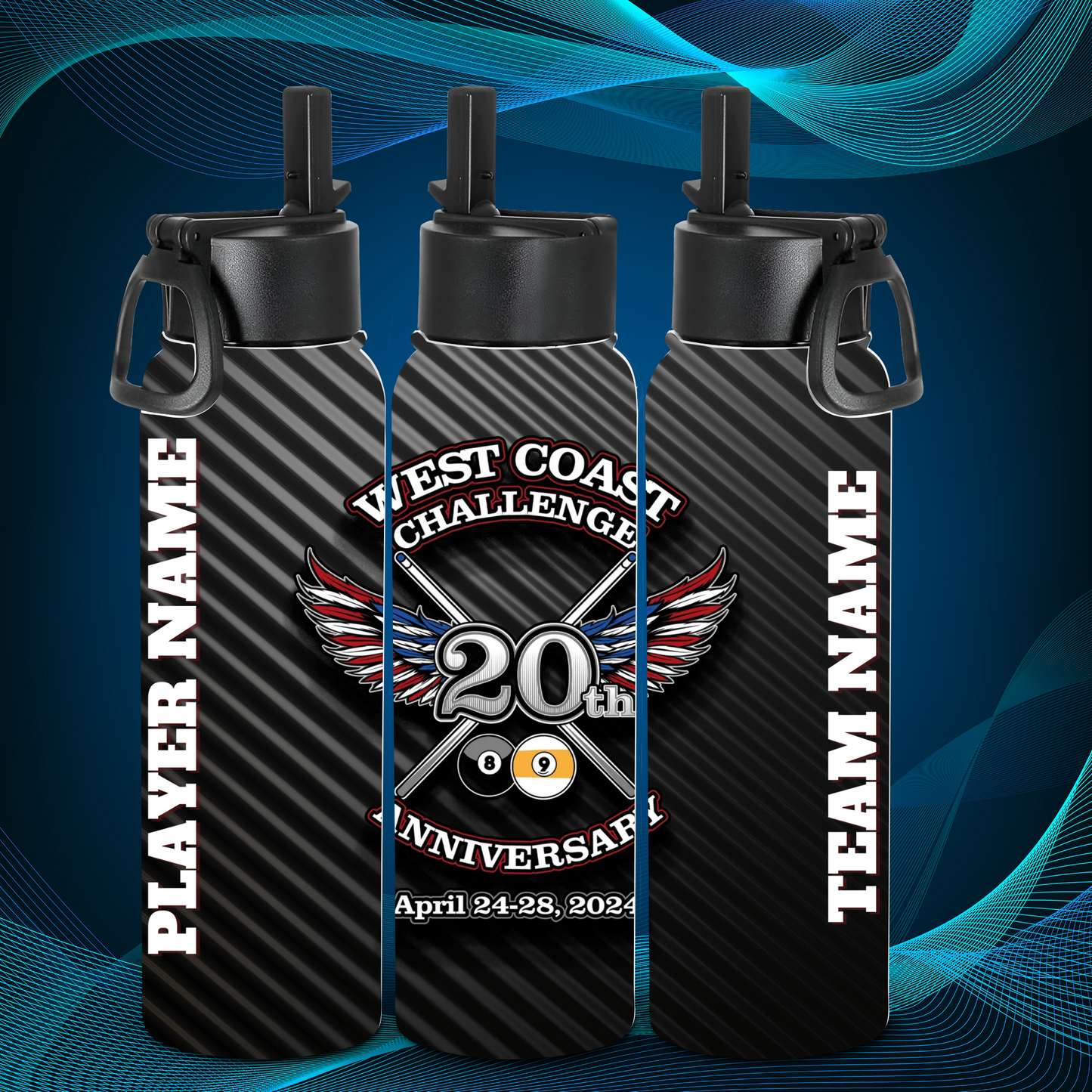Tumbler - WCC black carbon background - Team & Player Name on sides