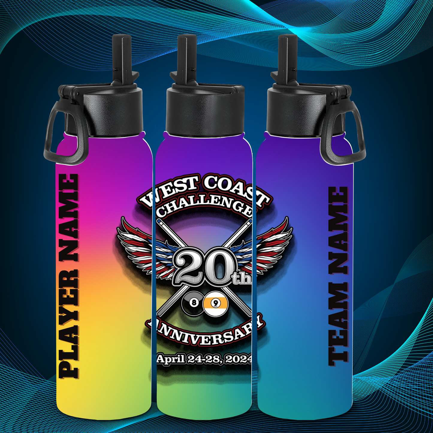 Tumbler - WCC rainbow background - Team & Player Name on sides