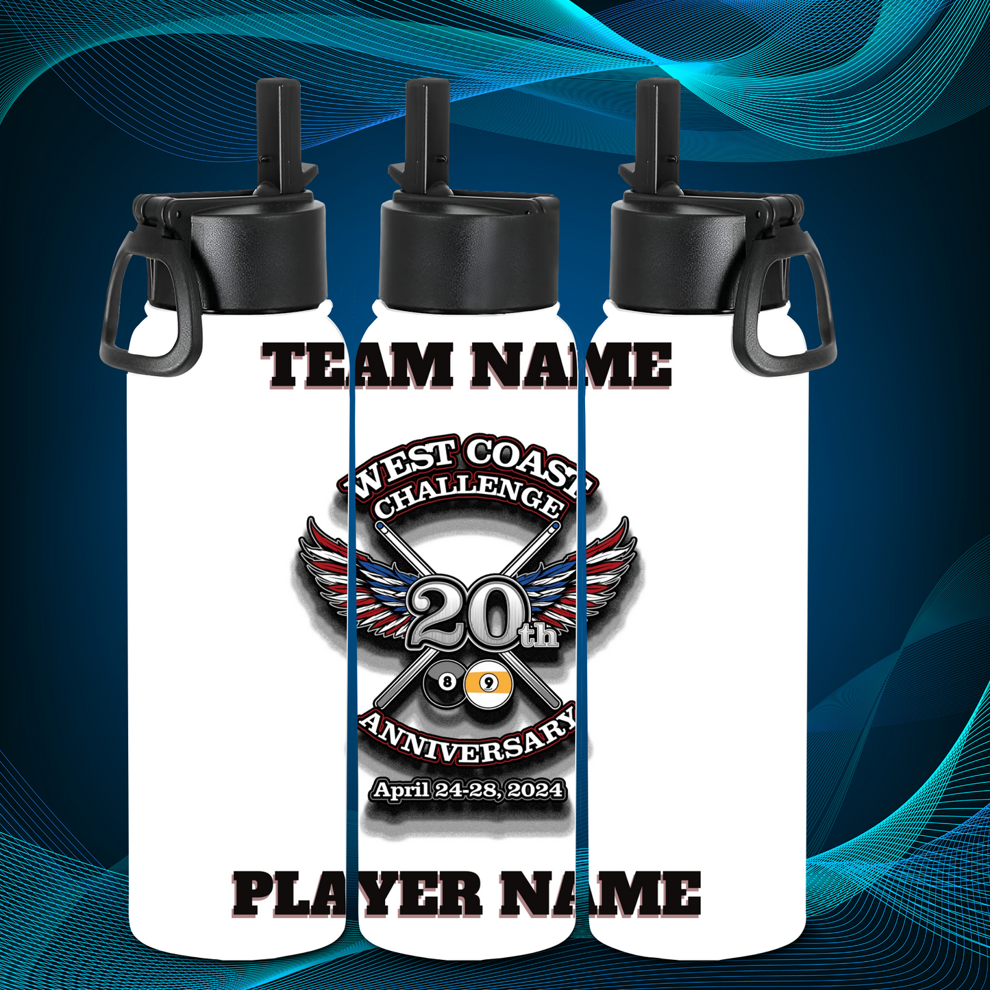 Tumbler - WCC White background - Team & Player Name on top/bottom