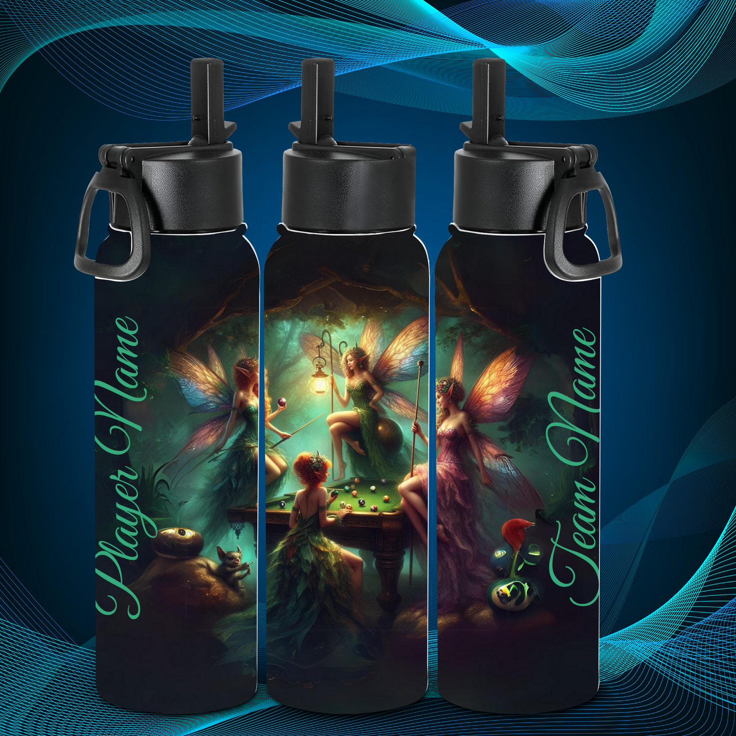 Tumbler - Fairies Around Pool Table - Team Name/Player Name