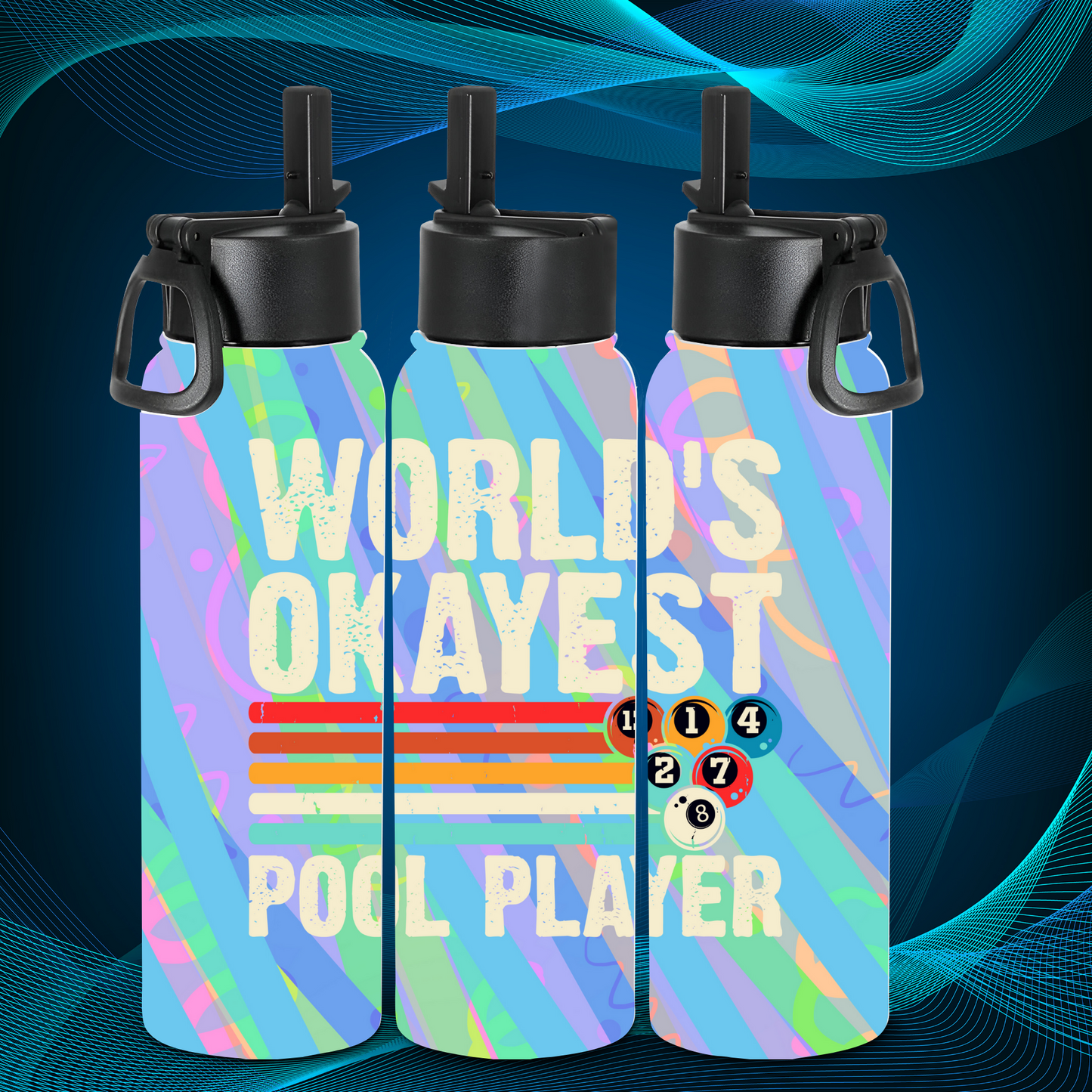 Tumbler - Worlds Okayest Pool Player - colorful background