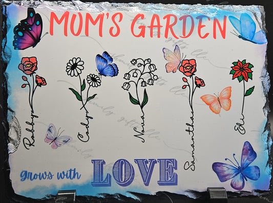 5"x7" Slate - Mom's Garden with color border