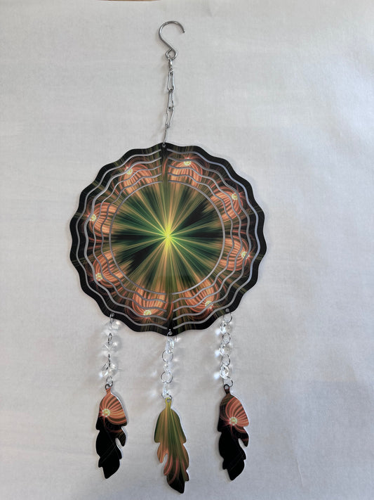 8" Wind Spinner - Green & Yellow