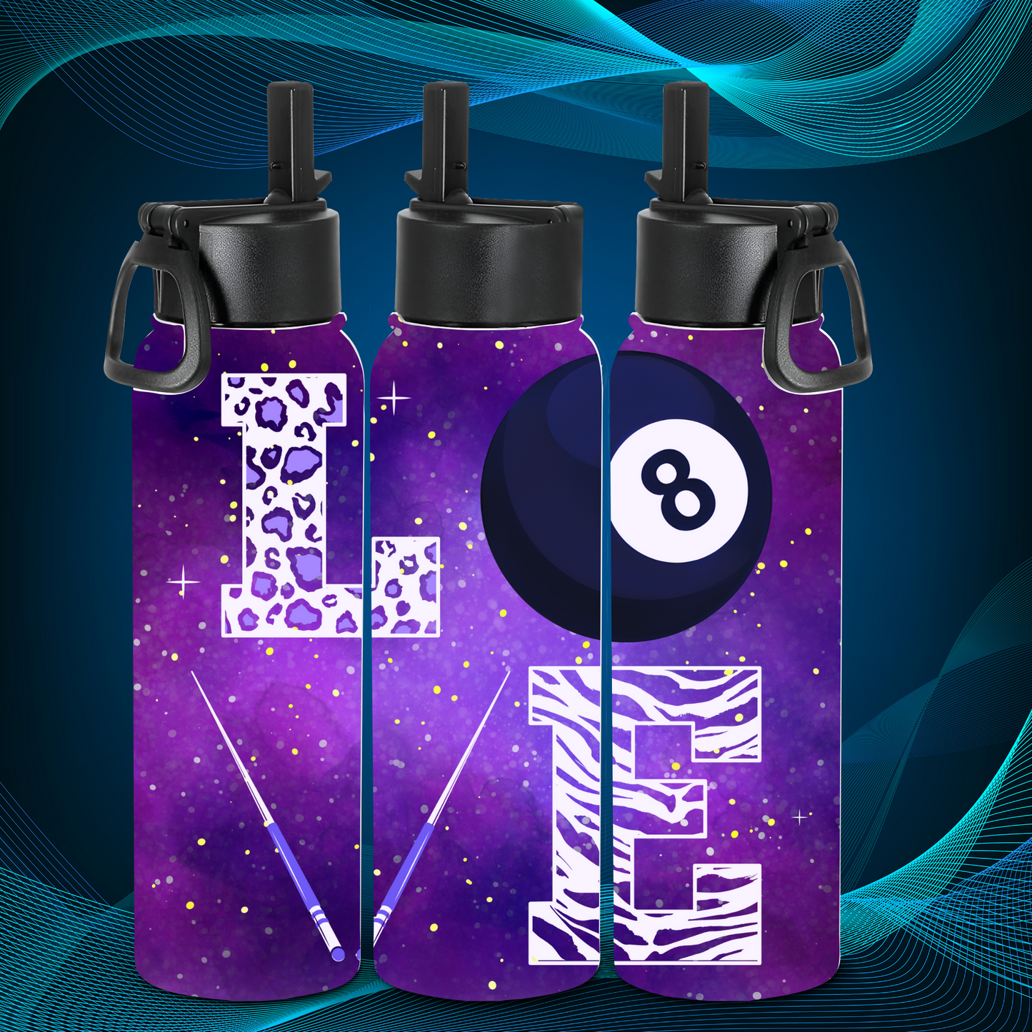 Tumbler - Love 8 ball - Purple stars